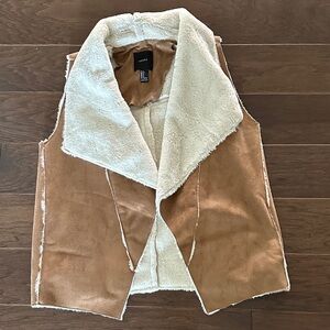 Forever 21 Tan and Cream Women's Faux Suede shearling-style Vest